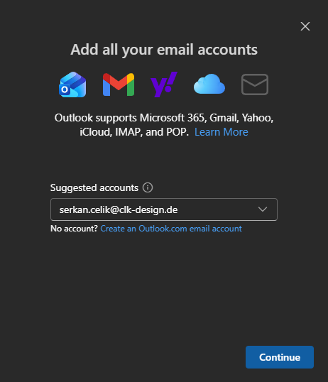 Email Konto auf Outlook Desktop einrichten 3